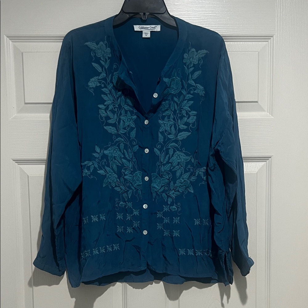 Coldwater Creek Blue Floral Blouse